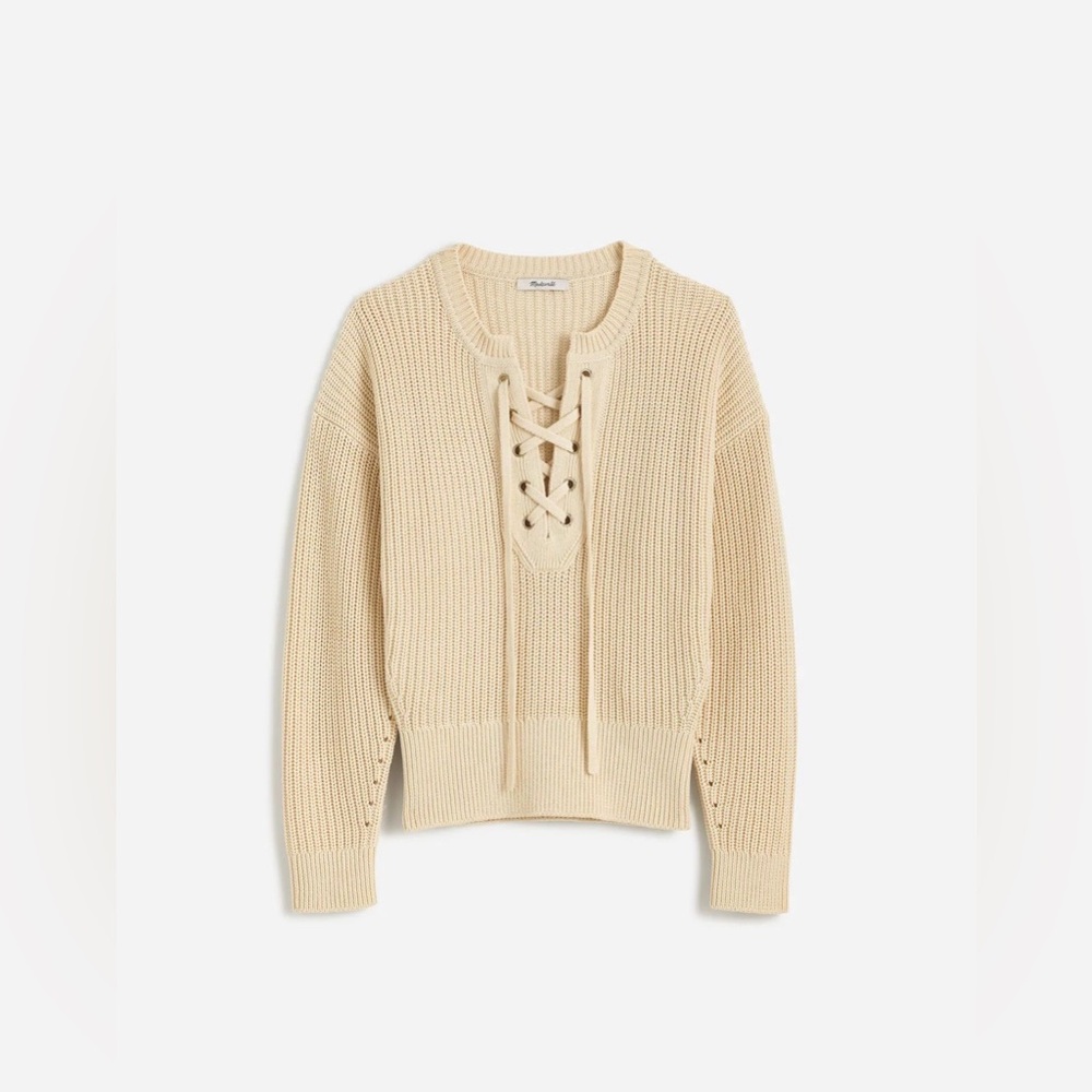 Madewell Ribbed Lace-Up Sweater size medium
